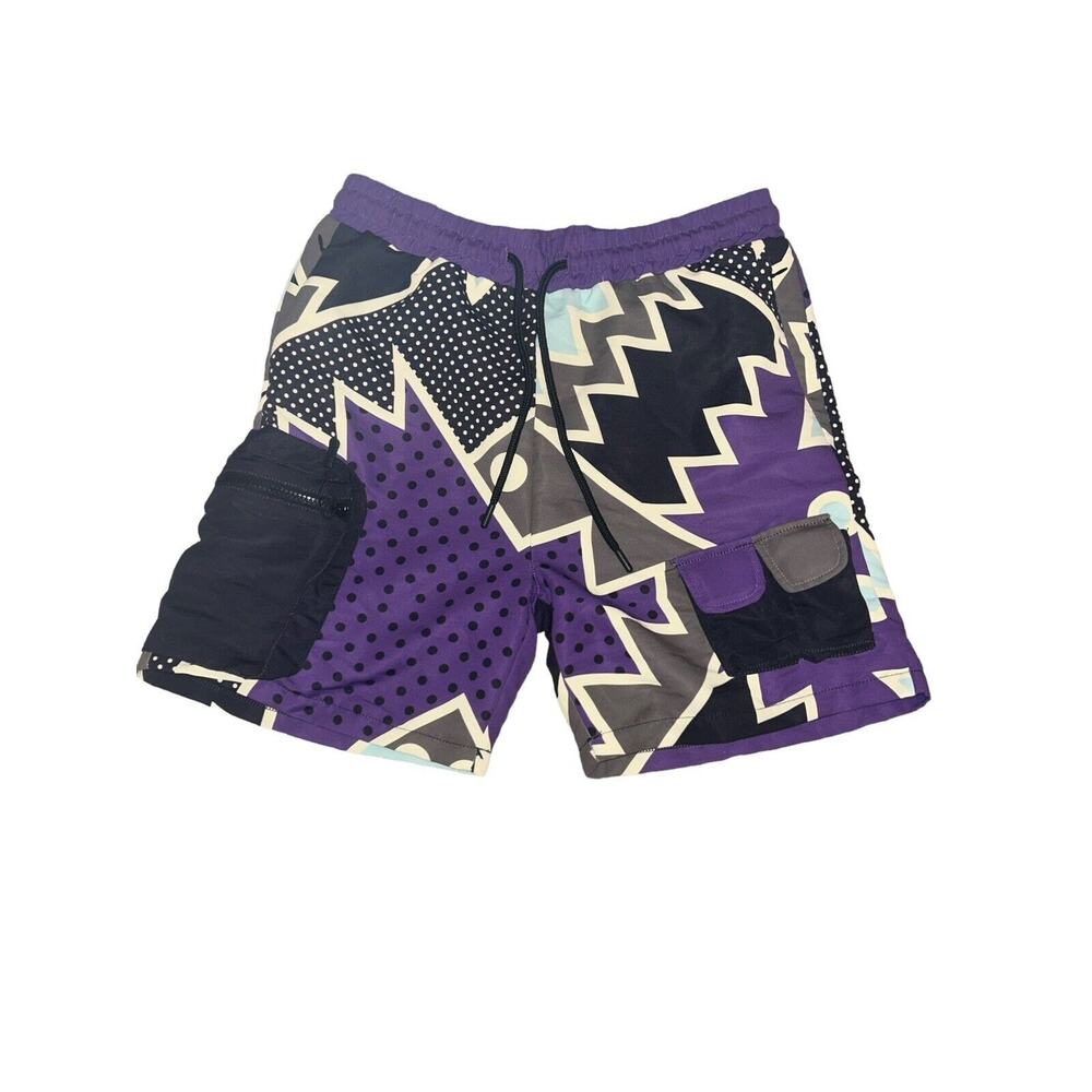 Men ORIGINAL FABLES "GOODIE" Nylon Utility Shorts‎ Purple NWT Size Small
